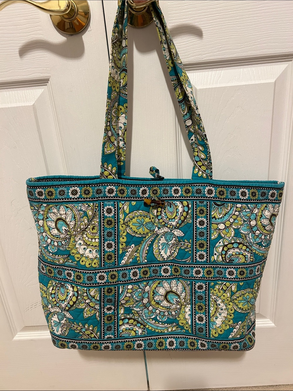 Vera Bradley Teal Paisley Quilted Tote
